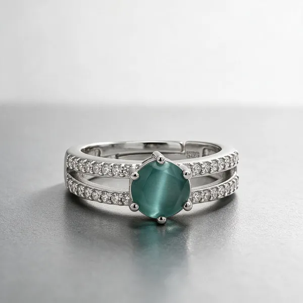 American_Diamond_Olive_Adjustable_Ring_Green