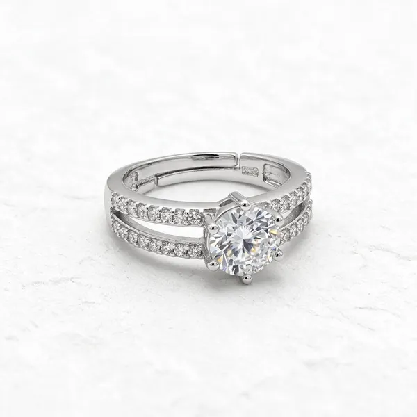 American_Diamond_Olive_Adjustable_Ring_White