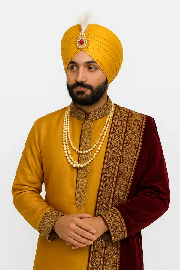 Mustard_Yellow_Cotton_Punjabi_Turban_For_Men
