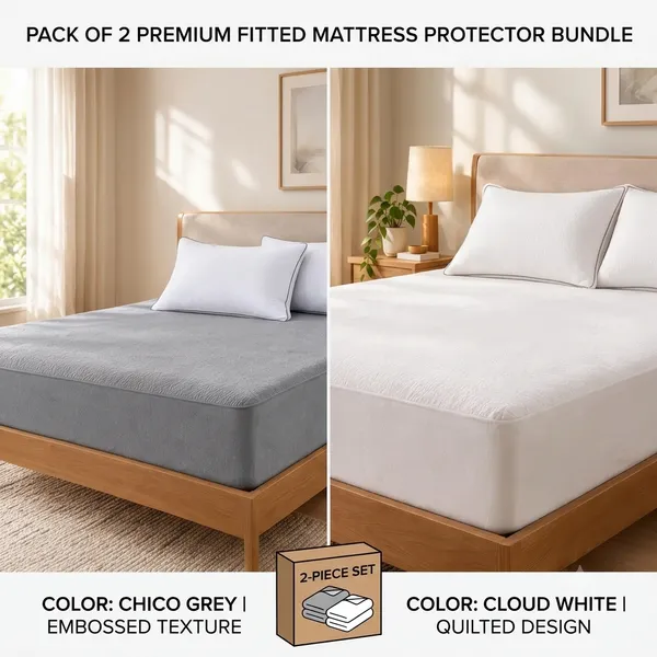 Grey_And_White_Melange_Plush_Mattress_Protector_Pillow_Set_Combo_Pack_Of_2