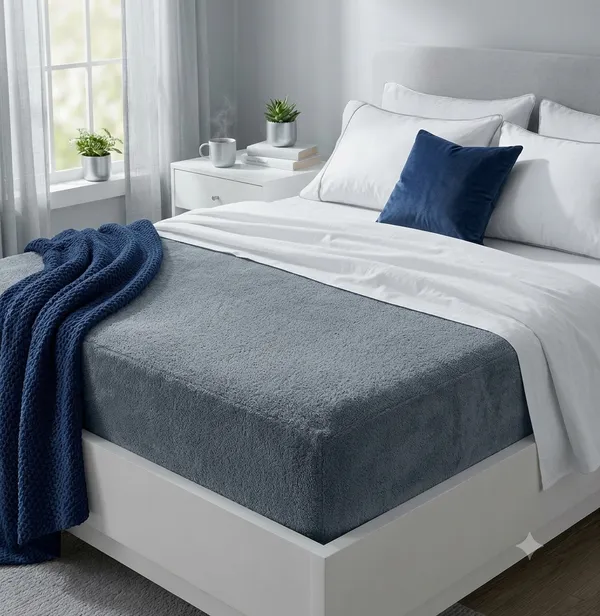 Slate_Grey_300Gsm_Melange_Plush_Breathable_Mattress_Protector