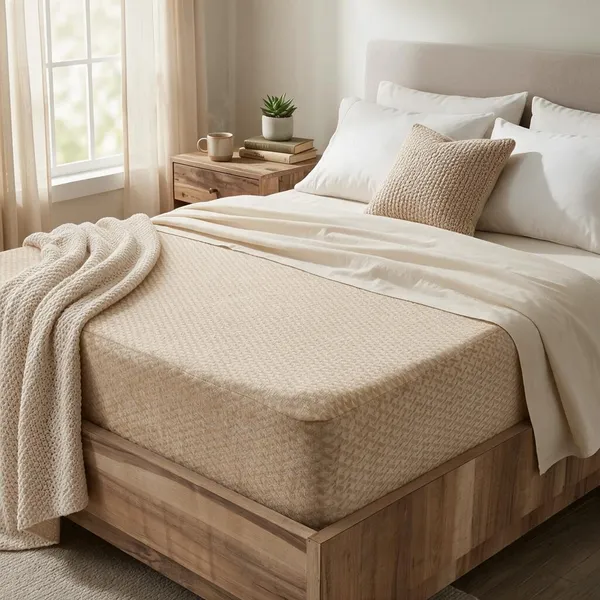 Camel_Brown_300Gsm_Melange_Plush_Breathable_Mattress_Protector