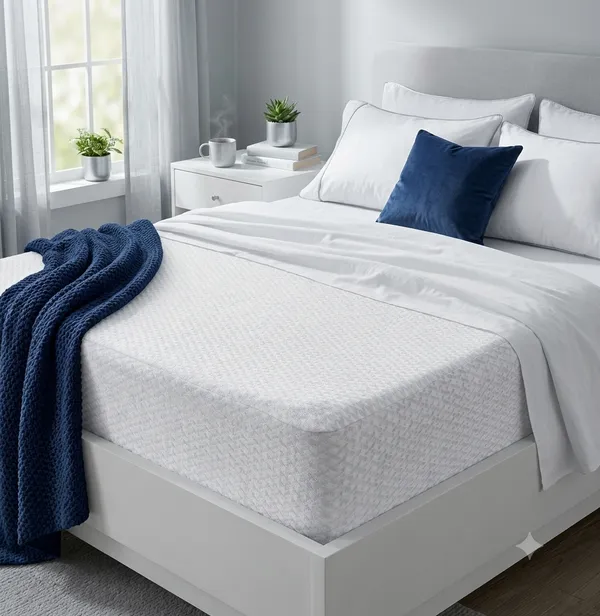 White_300Gsm_Melange_Plush_Breathable_Mattress_Protector