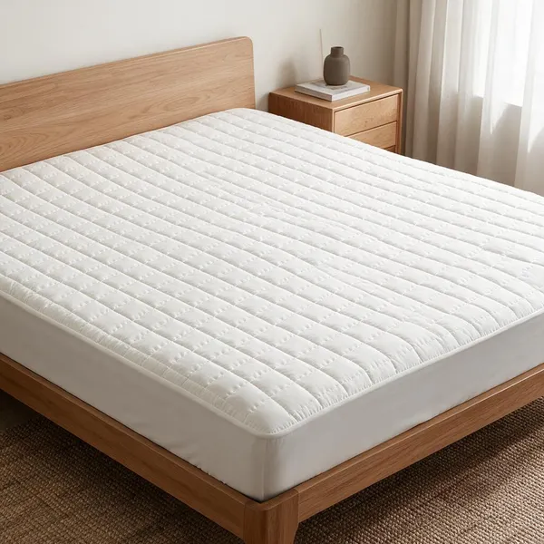 Pristine_White_450_Gsm_Melange_Plush_Fiberfill_Mattress_Protector
