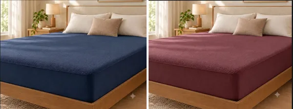 Blue_And_Maroon_240_Gsm_Poly_Cotton_Terry_Mattress_Protector_Pack_Of_2