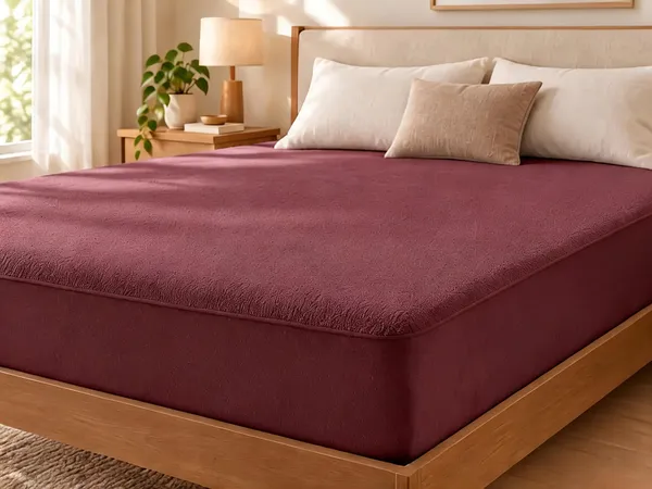 Maroon_240_Gsm_Poly_Cotton_Terry_Mattress_Protector