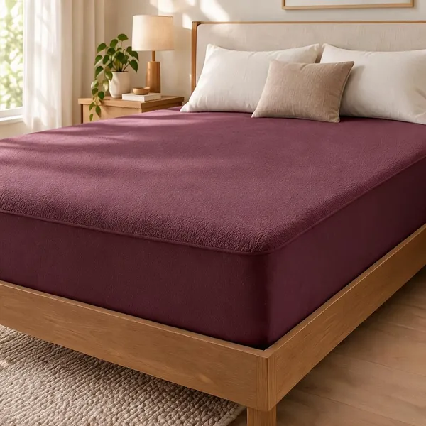 Maroon_240_Gsm_Poly_Cotton_Terry_Mattress_Protector