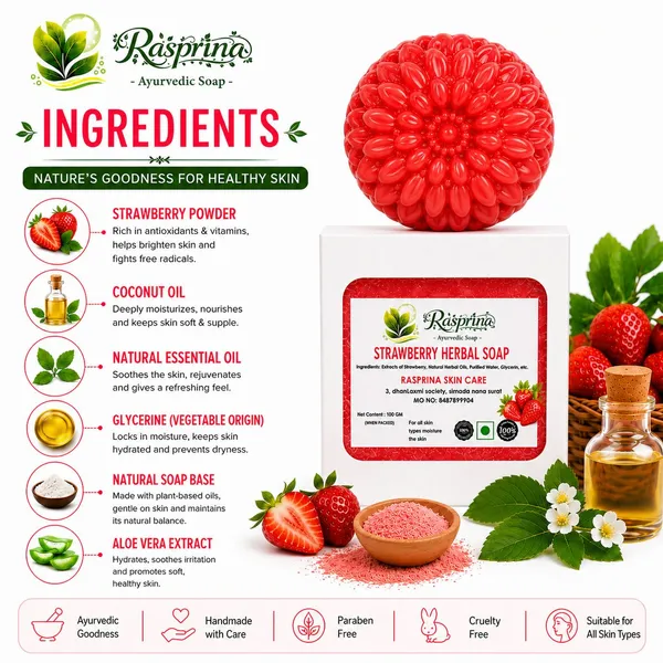 Rasprina_Strawberry_Herbal_Ayurvedic_Soap_Pack_Of_3