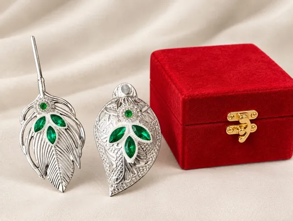 Silver_Tone_Green_Leaf_Drop_Earrings_for_Women