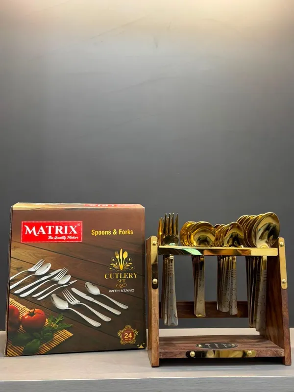 Metal_Modern_Plain_24-Piece_Cutlery_Set_With_Stand