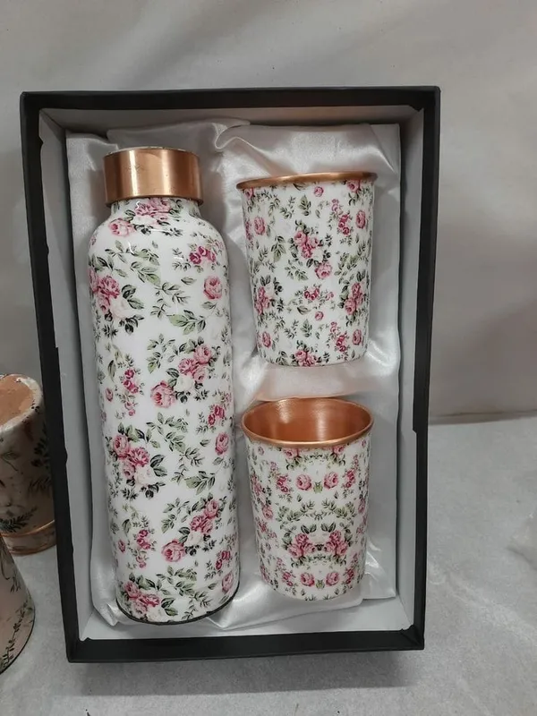 Metal_Floral_Print_Bottle_And_Tumbler_Set