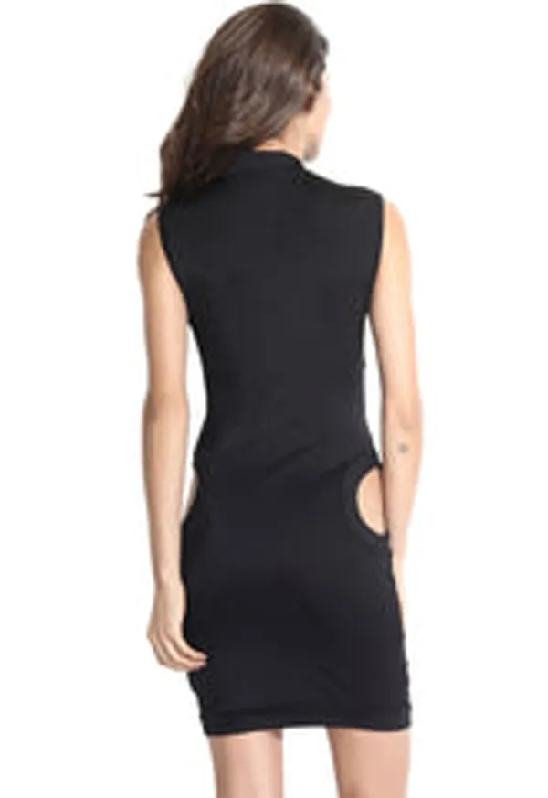 Kaamastra_Black_Mesh_Patch_Mini_Dress