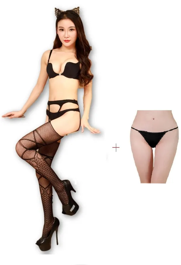 Kaamastra_Black_Fishnet_Suspender_Pantyhose_Stockings_With_Thong_6056
