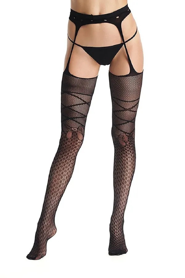 Kaamastra_Black_Fishnet_Suspender_Pantyhose_Stockings_With_Thong_6056