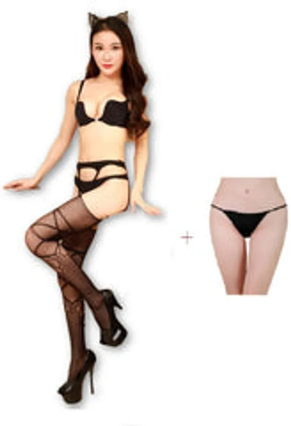 Kaamastra_Black_Fishnet_Suspender_Pantyhose_Stockings_With_Thong_6056