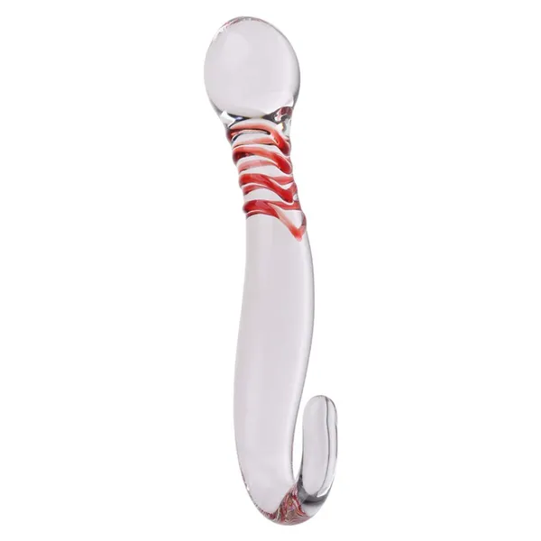 Kaamastra_S_Seahorse_Clear_Glass_Dildo_With_Red_Swirl_Design_8_Inch