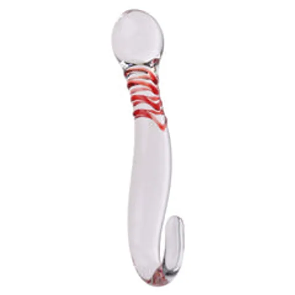 Kaamastra_S_Seahorse_Clear_Glass_Dildo_With_Red_Swirl_Design_8_Inch
