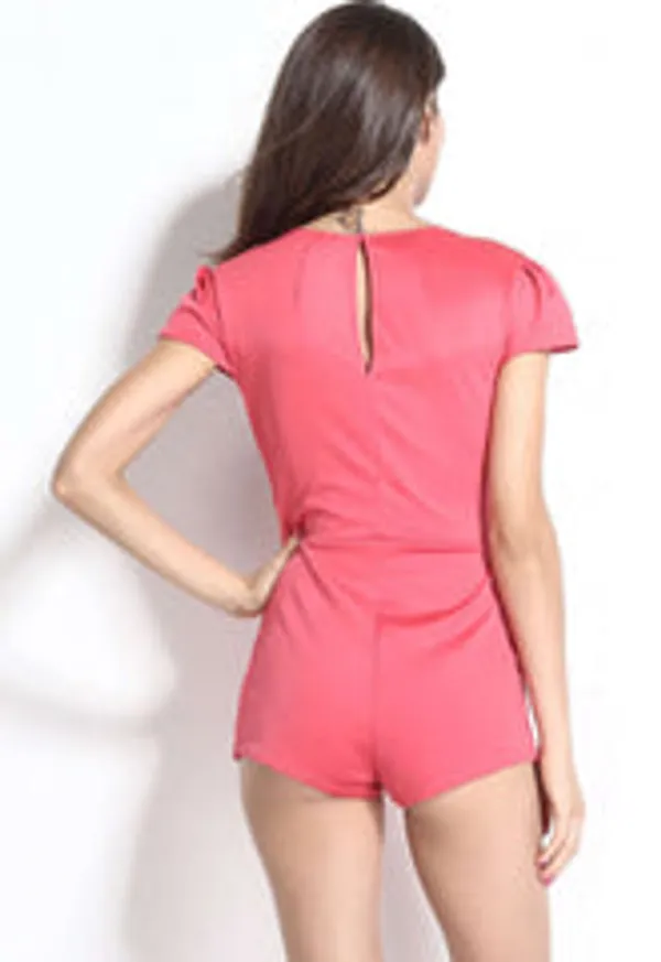 Kaamastra_Cap_Sleeve_Cut_Front_Skort_Pink_Playsuit
