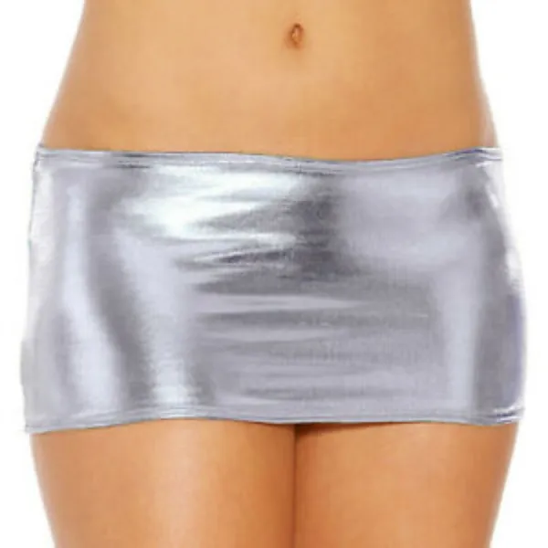 Kaamastra_Women_Wetlook_Latex_Micro_Mini_Skirt_Silver