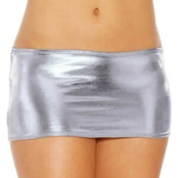 Kaamastra_Women_Wetlook_Latex_Micro_Mini_Skirt_Silver