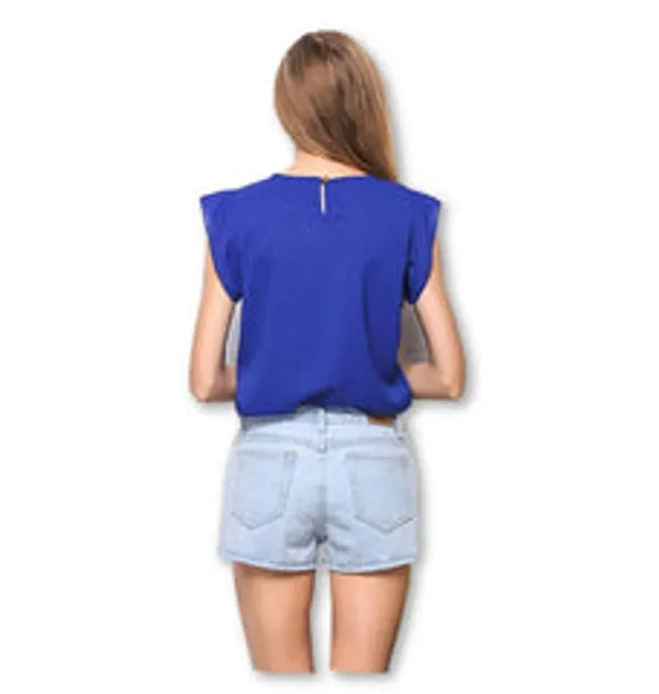Kaamastra_Blue_Scoop_Neckline_Shirt_Cap_Sleeves_Form_Fitting