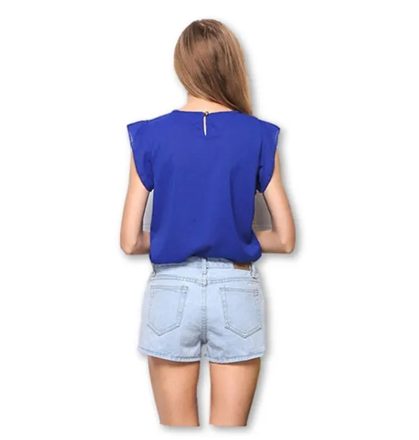 Kaamastra_Blue_Scoop_Neckline_Shirt_Cap_Sleeves_Form_Fitting