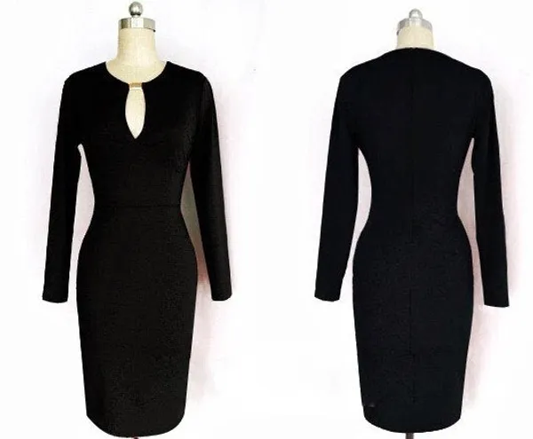 Kaamastra_Front_Keyhole_Midi_Pencil_Dress