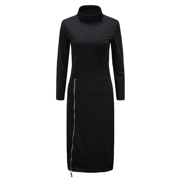 Kaamastra_Black_Zip_Up_Sexy_Long_Bodycon_Dress_For_Women