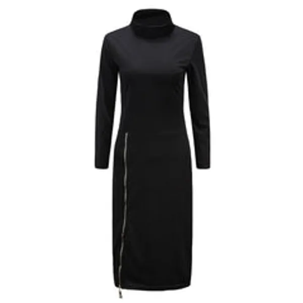 Kaamastra_Black_Zip_Up_Sexy_Long_Bodycon_Dress_For_Women