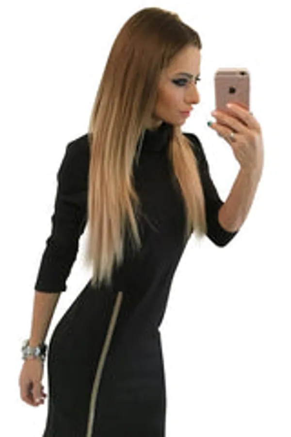 Kaamastra_Black_Zip_Up_Sexy_Long_Bodycon_Dress_For_Women