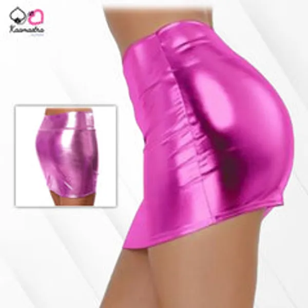 Kaamastra_Women_Wet_Look_Hot_Fitted_Mini_Skirt_Pink