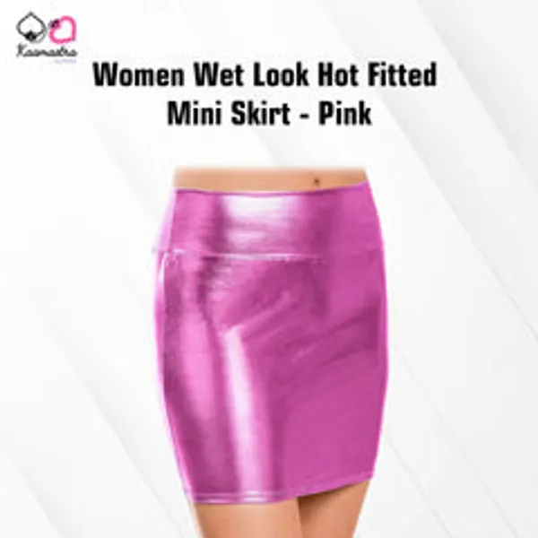 Kaamastra_Women_Wet_Look_Hot_Fitted_Mini_Skirt_Pink