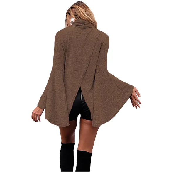 Kaamastra_Brown_Bell_Sleeve_Criss_Cross_Back_Solid_Women_Top