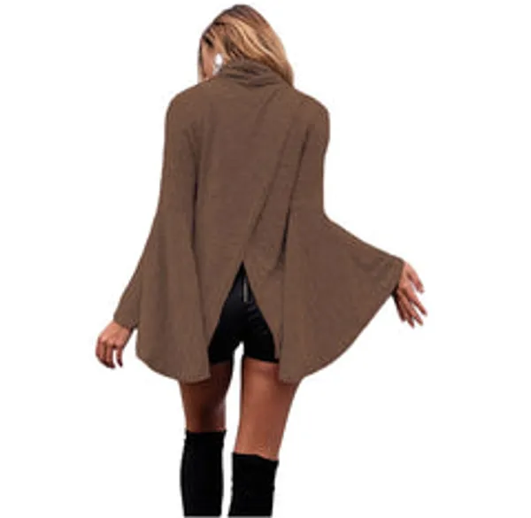 Kaamastra_Brown_Bell_Sleeve_Criss_Cross_Back_Solid_Women_Top