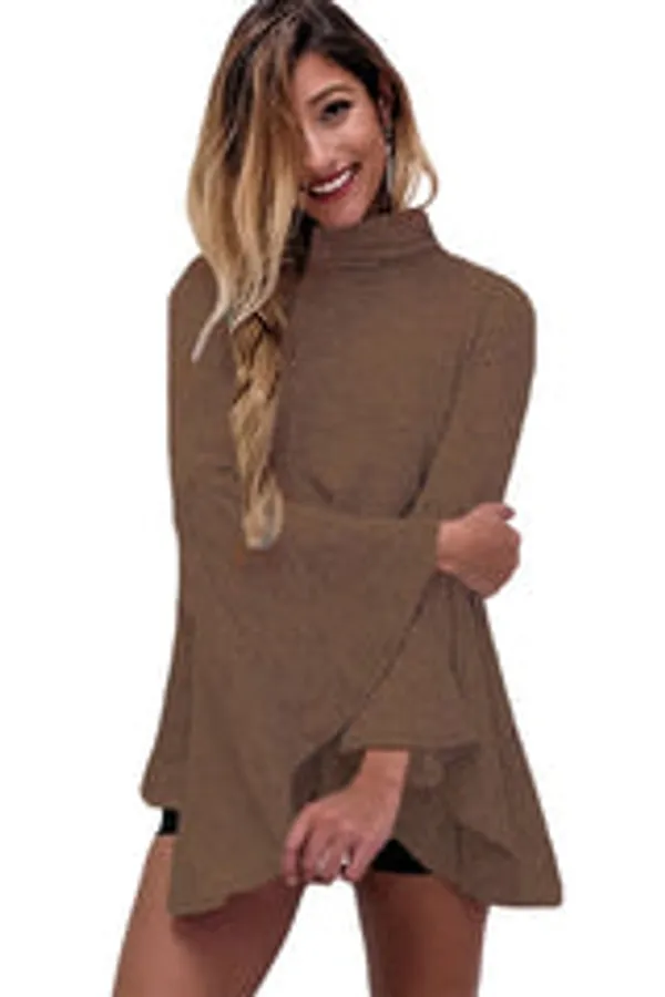 Kaamastra_Brown_Bell_Sleeve_Criss_Cross_Back_Solid_Women_Top