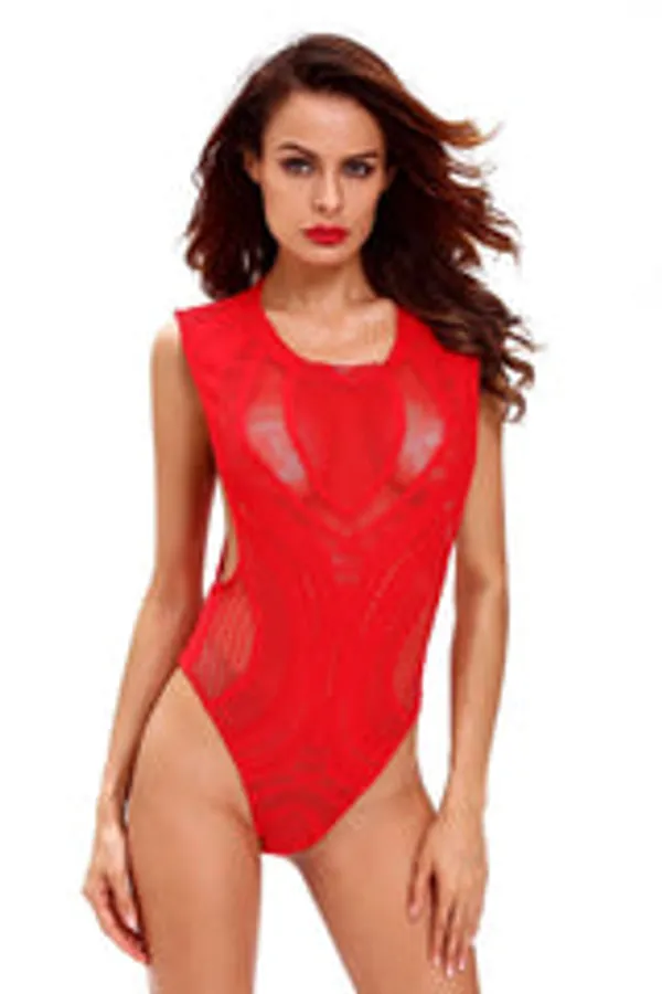 Kaamastra_Red_Open_Arm_Crotchless_Asymmetric_Hollow_Out_Pattern_Teddy