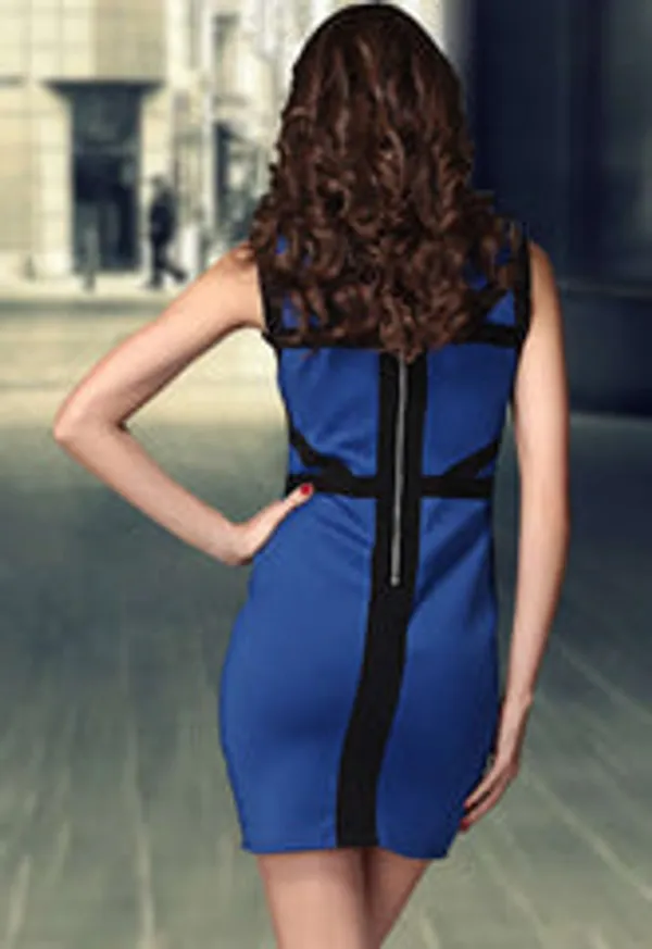 Kaamastra_Blue_Zipper_Back_Mini_Bodycon_Dress