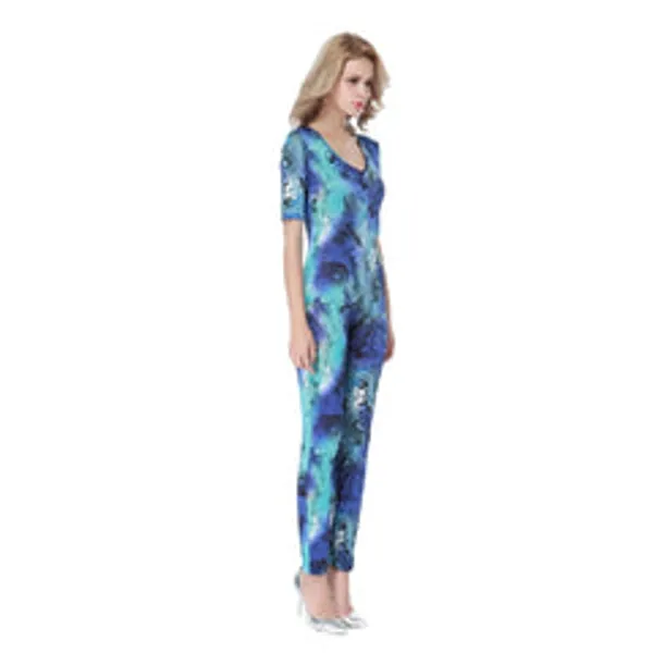 Kaamastra_Blue_Flower_Printed_Jumpsuit
