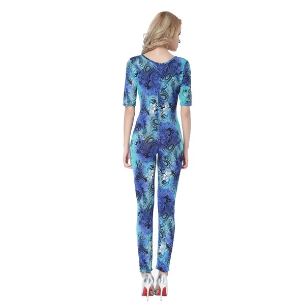 Kaamastra_Blue_Flower_Printed_Jumpsuit