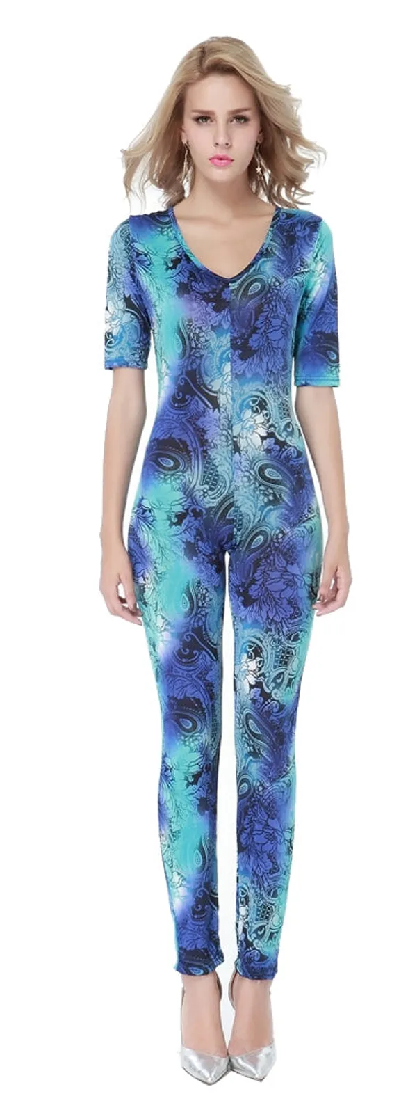 Kaamastra_Blue_Flower_Printed_Jumpsuit