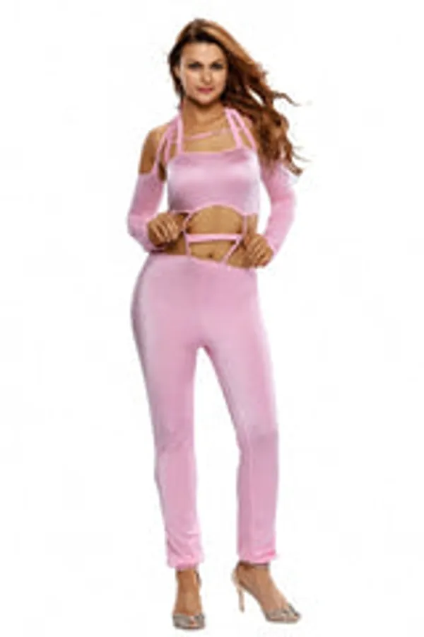 Kaamastra_Purple_Neck_Tie_Cut_Out_Jumpsuit