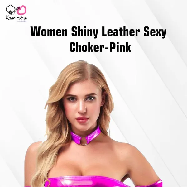 Kaamastra_Women_Shiny_Leather_Sexy_Choker_Pink