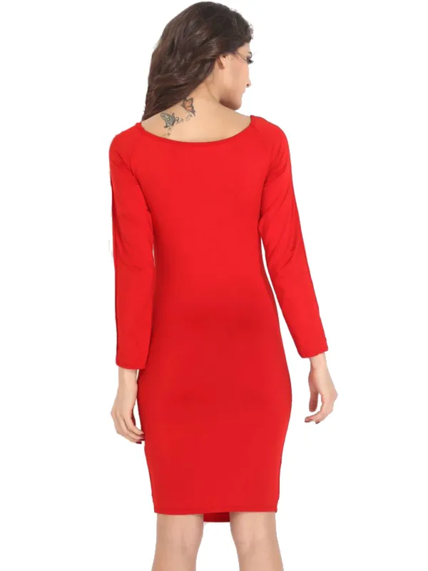 Kaamastra_Thigh_Cutout_Detail_Long_Sleeve_Little_Red_Dress
