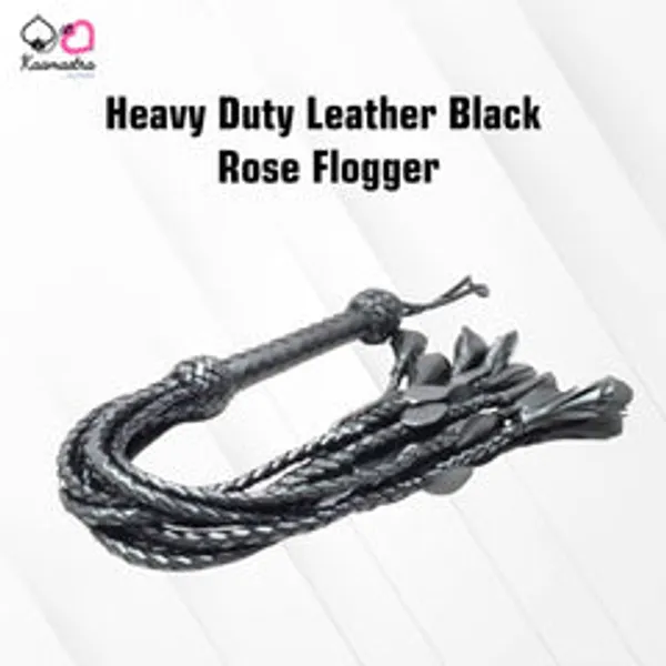 Kaamastra_Heavy_Duty_Leather_Black_Rose_Flogger