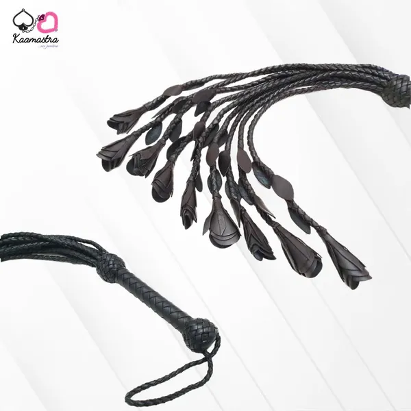 Kaamastra_Heavy_Duty_Leather_Black_Rose_Flogger