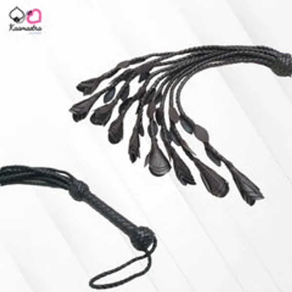 Kaamastra_Heavy_Duty_Leather_Black_Rose_Flogger