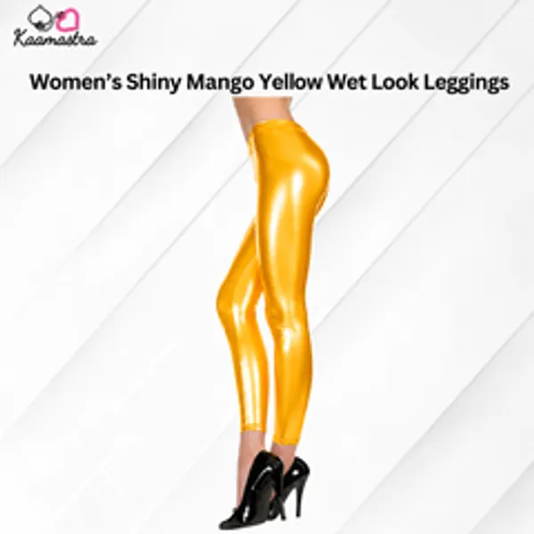 Kaamastra_S_Women_S_Shiny_Yellow_Wet_Look_Leggings