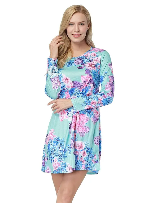 Kaamastra_Floral_Print_Pattern_Mini_Length_Dress
