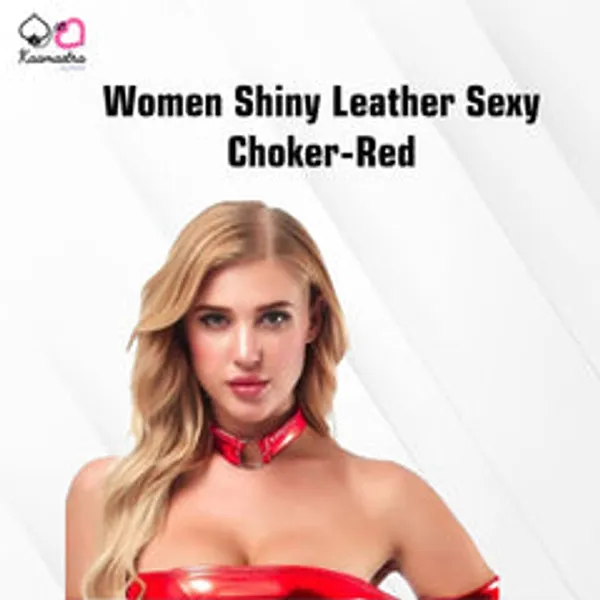 Kaamastra_Women_Shiny_Leather_Sexy_Choker_Red