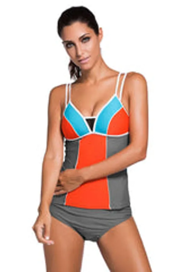 Kaamastra_Lace_Splice_Color_Block_With_Grey_Brief_2pcs_Tankini_Swimsuit